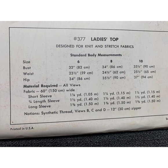 Kwik Sew Misses Top Sewing Pattern sz 6-10 377 - uncut - Picture 5 of 10